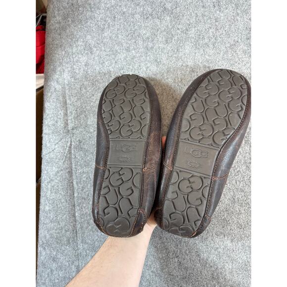 UGG Ascot Slipper Moccasin Mens Brown Leather Shearling Lined Loafer Shoes US 10 main image 8